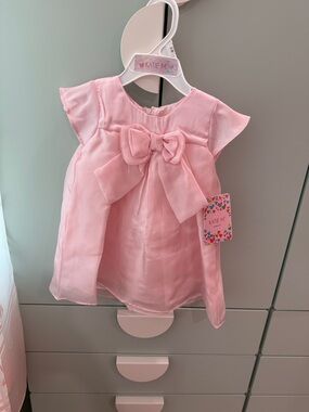 Katie May Pink Bow Front Formal Baby Dress